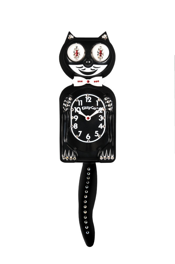 Black Jeweled Kitty KitCat Clock (JKC1) S.P.A.C.E spacefiguren.de