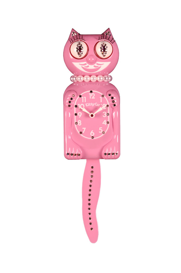 Precious Pink Jeweled Kitty KitCat Clock (JMKC2) S.P.A.C.E space