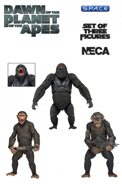 Set of 3: Dawn of the Planet of the Apes Series 2