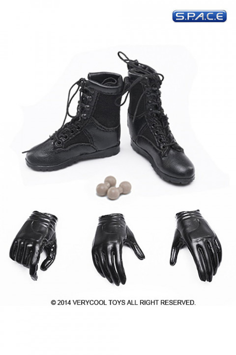 1/6 Scale Set Boots + Glove VCF-2018B (Black)
