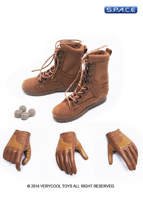 1/6 Scale Set Boots + Glove VCF-2018C (Light Brown)