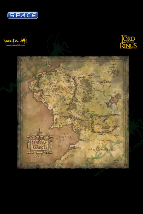 Rivendell Map Middle Earth Parchment Map Of Middle-Earth (Lord Of The Rings)