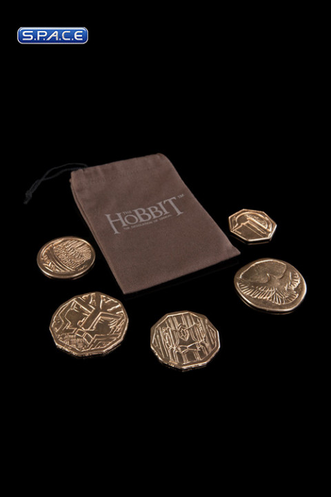 Smaugs 5 Treasure Coins in Pouch (The Hobbit)