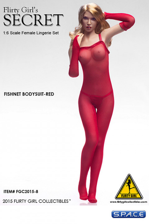 1/6 Scale Fishnet Bodysuit red