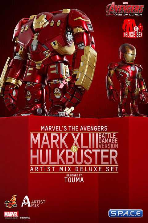 Iron Man Mark XLIII (battle-damaged Version) and Hulkbuster Deluxe Set - Artist Mix Figures Series 1 (Avengers: Age of Ultron)