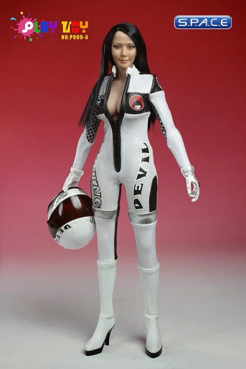 1/6 Scale Racing Girl White Suit