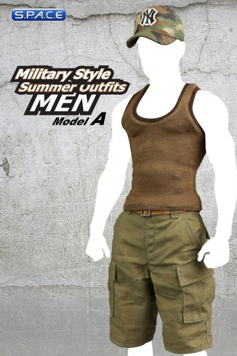 1/6 Scale Mens Military Style Summer Outift Set olive