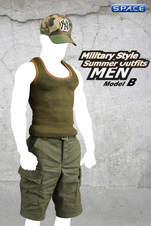 1/6 Scale Mens Military Style Summer Outift Set green