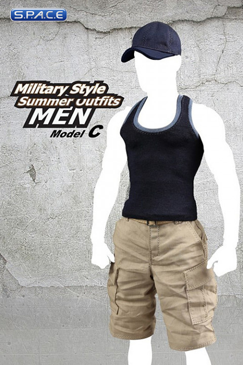 1/6 Scale Mens Military Style Summer Outift Set blue