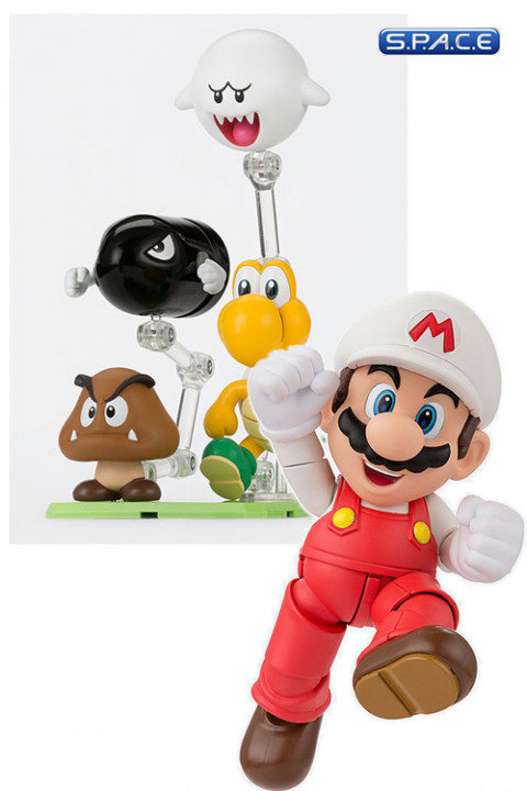 S.H.Figuarts Fire Mario with Play Set D Bundle (Super Mario)