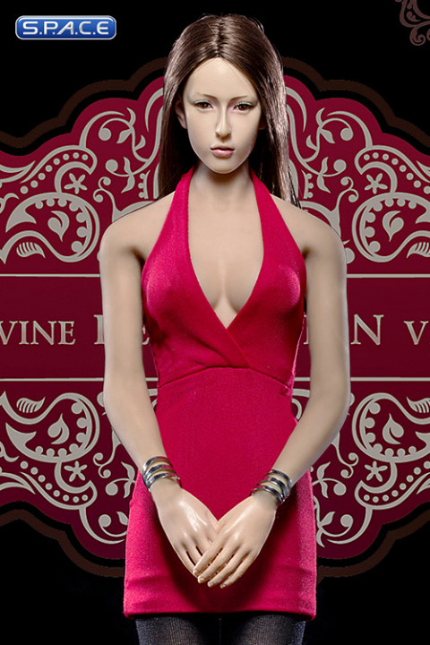 1/6 Scale Ladies red low-cut Halter Dress Set