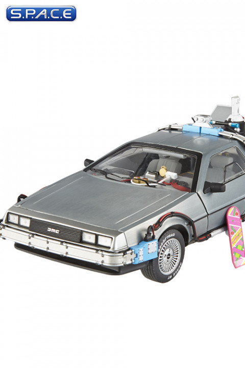 1:18 DeLorean with Mr. Fusion and Hover Board Die Cast Hot Wheels Elite (Back to the Future II)