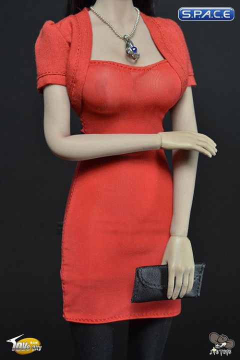 1/6 Scale Females red Dress Set