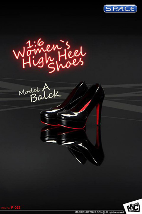 1/6 Scale Womens black High Heel Shoes