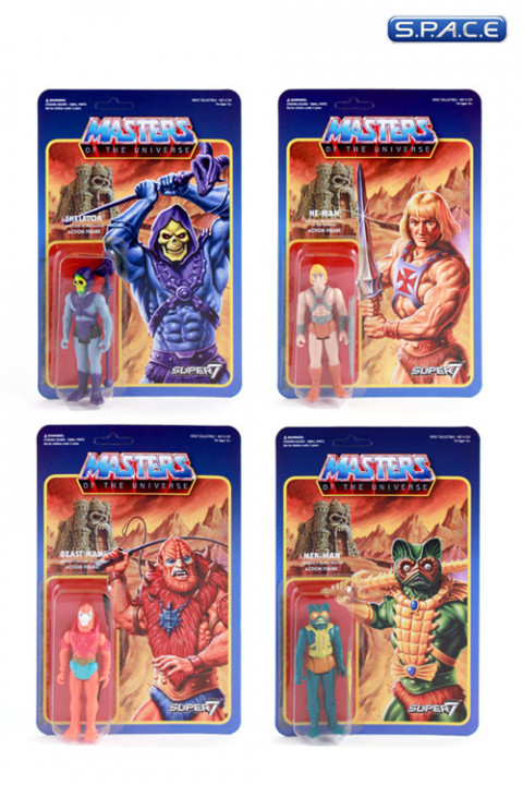 Complete Set of 4: MOTU ReAction Figures - Wave 1 (Masters of the Universe)