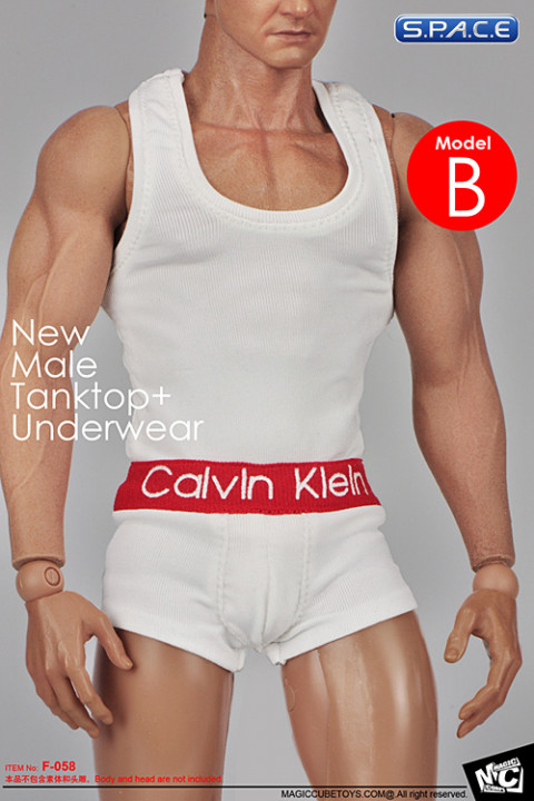 1/6 Scale Male white Tanktop and Underwear Set