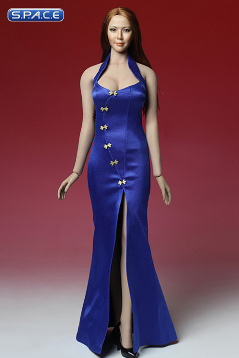 1/6 Scale blue Cheongsam Dress Set