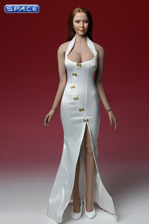 1/6 Scale white Cheongsam Dress Set