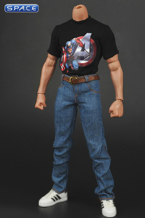 1/6 Scale Captain America T-Shirt and Jeans Set