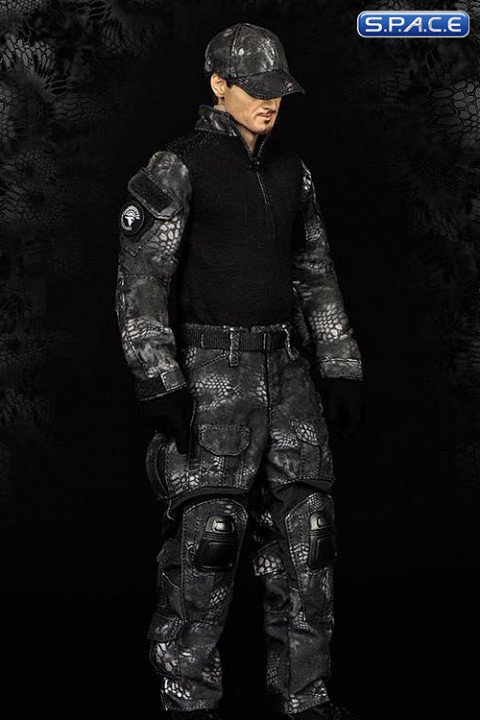 1/6 Scale black Python Camo Combat Suit
