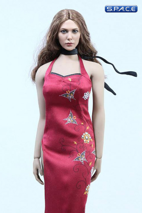 1/6 Scale red patterned Cheongsam Dress Set