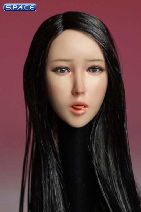 1/6 Scale Female Head Sculpt with tongue (long black hair)