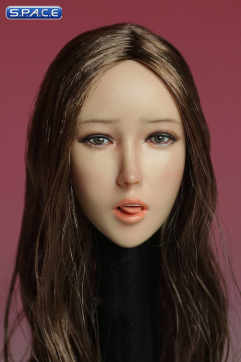 1/6 Scale Female Head Sculpt with tongue (long brown hair)