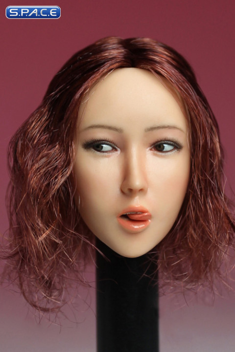 1/6 Scale Female Head Sculpt with tongue (short red hair)