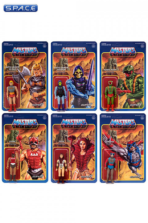 Complete Set of 6: MOTU ReAction Figures Wave 3 (Masters of the Universe)