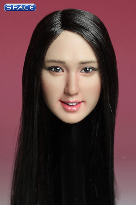 1/6 Scale Female Asian Head Sculpt (black long Hair)