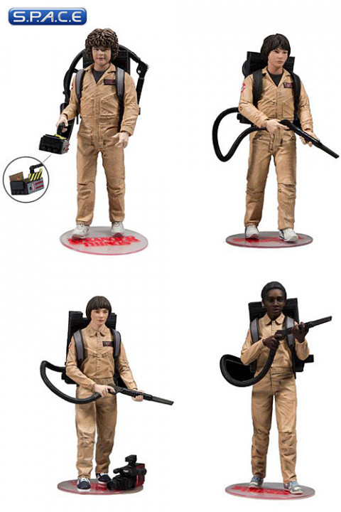 Mike, Will, Lucas & Dustin in Ghostbusters Suits 4-Pack (Stranger Things)