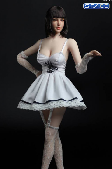 1/6 Scale white Dress with Stockings Set