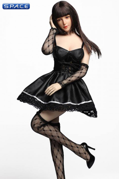 1/6 Scale black Dress with Stockings Set