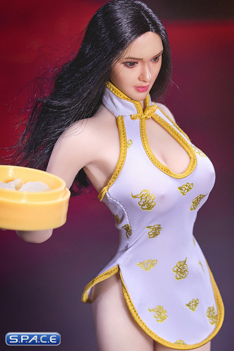 1/6 Scale white Cheongsam Waitress Dress Set