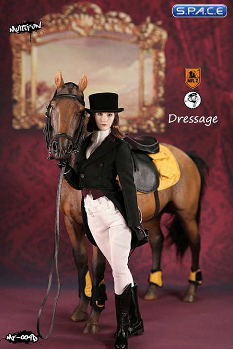 1/6 Scale brown Horse and Dressage Outfit Set