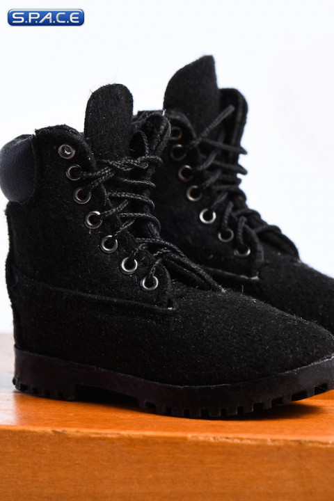 1/6 Scale black suede-optics male Boots