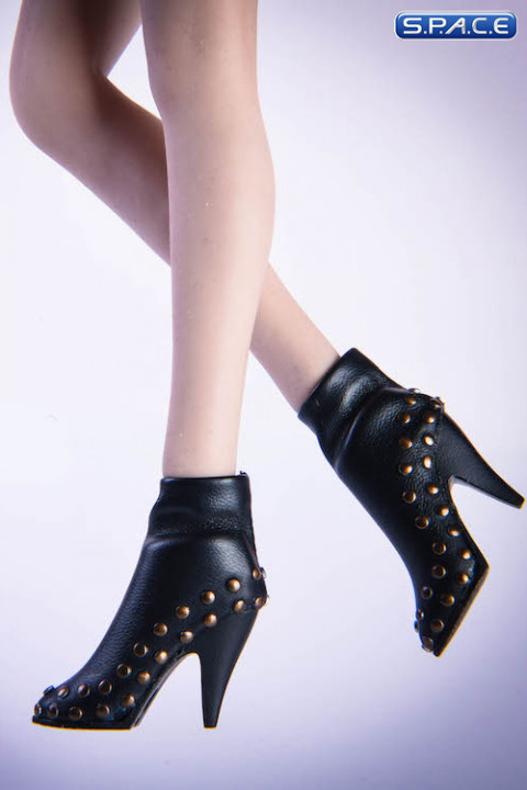 1/6 Scale high heeled ankle boots (black)