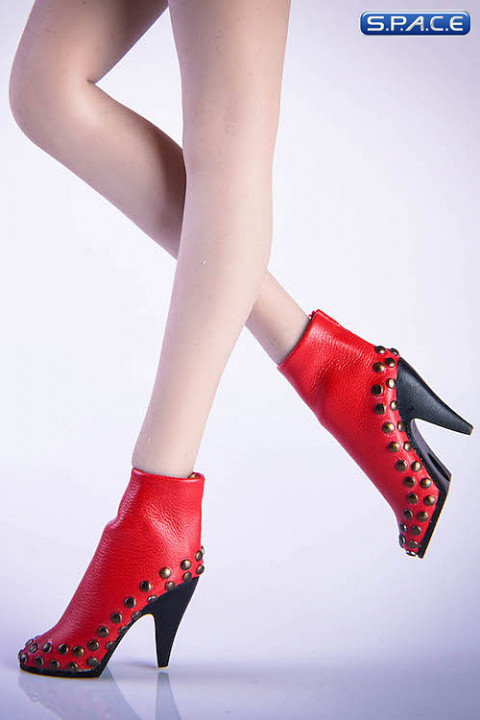 1/6 Scale high heeled ankle boots (red)