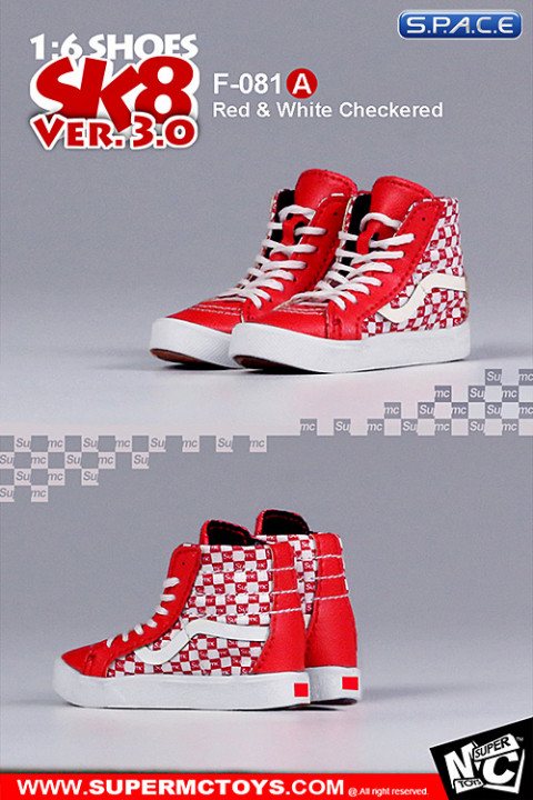 1/6 Scale red & white checkered Suede Shoes