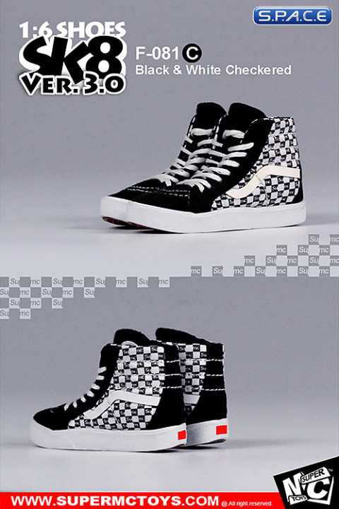 1/6 Scale black & white checkered Suede Shoes