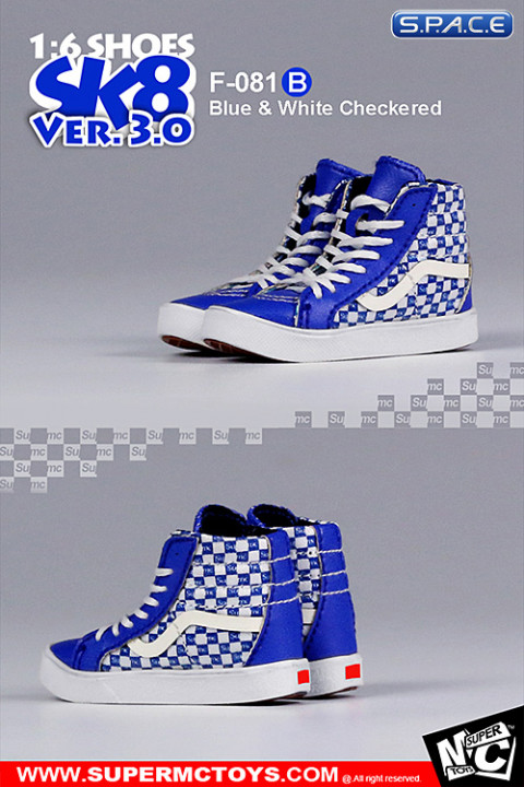 1/6 Scale blue & white checkered Suede Shoes