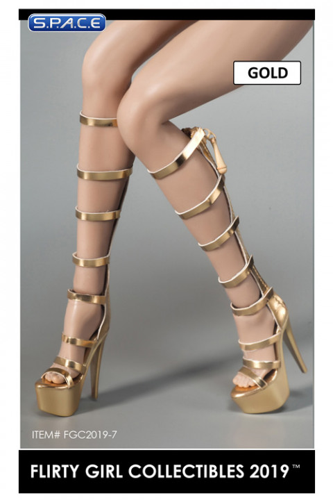 1/6 Scale Female Knee High Summer Boots (gold)