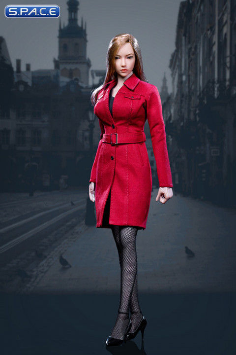 1/6 Scale red female Trench Coat Set
