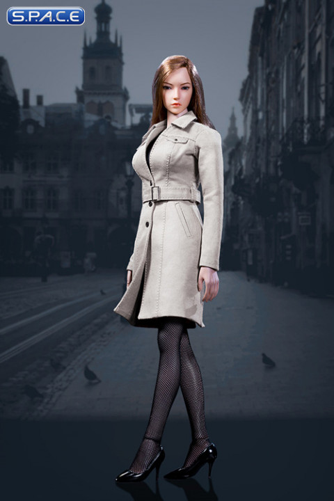 1/6 Scale beige female Trench Coat Set