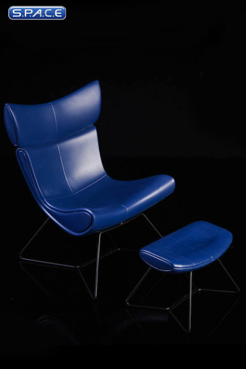 1/6 Scale blue Designer Chair with Ottoman