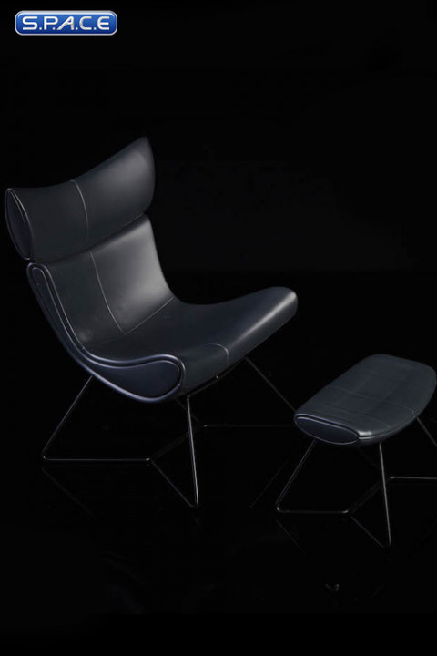 1/6 Scale black Designer Chair with Ottoman