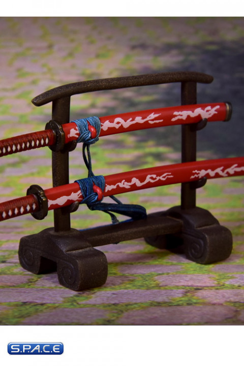 1/6 Scale red Samurai Sword with Rack