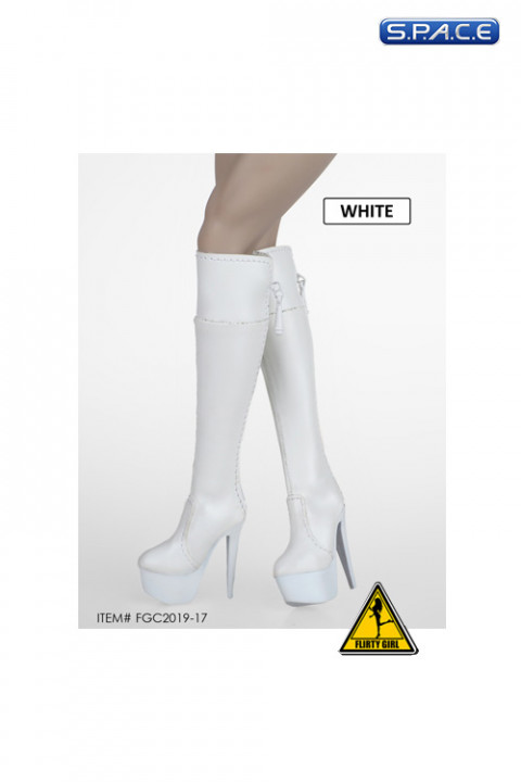 1/6 Scale Female Heeled Zip Boots (white)