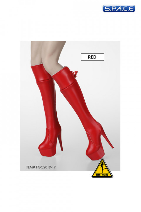1/6 Scale Female Heeled Zip Boots (red)