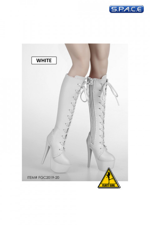 1/6 Scale Female Heeled Lace-up Boots (white)